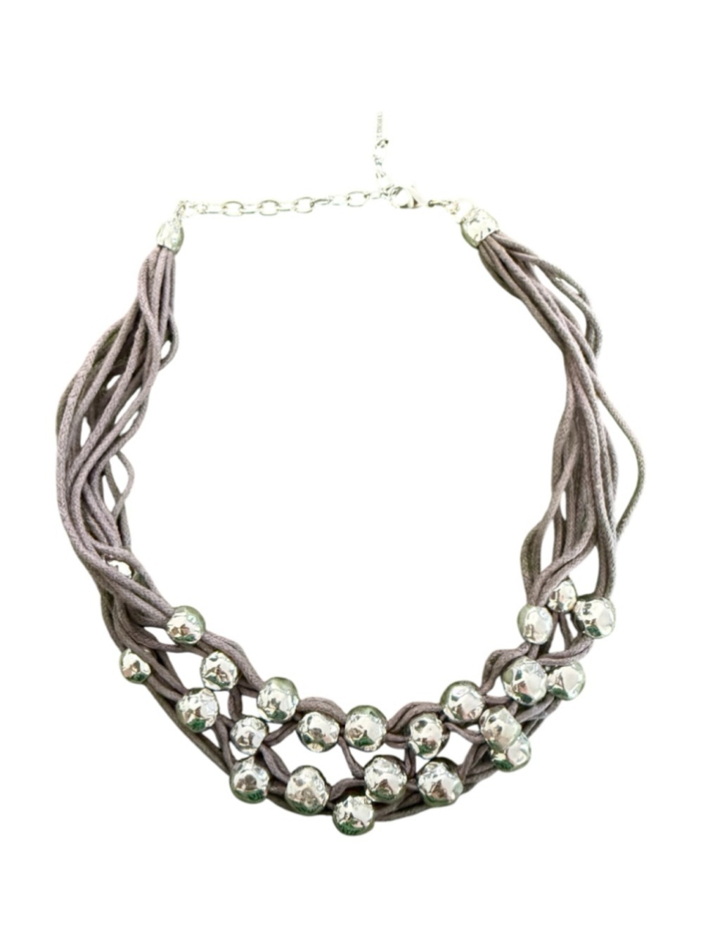 St. Thomas Gray Silver Beaded Multi Strand Necklace One Size